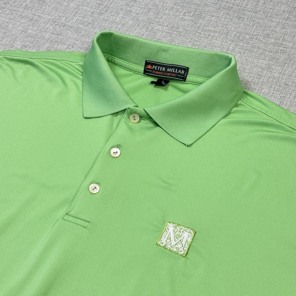 Peter Millar Summer Comfort Mediterra Golf Club Polo Shirt Mens Large Green